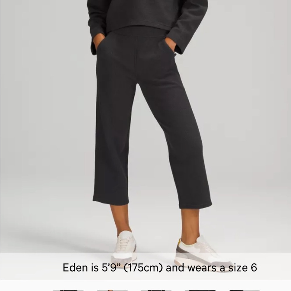 Lulu Ribbed Straight Leg Cotton Crop Pants